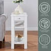 image:imageConvenience Concepts Designs2Go Baja Chairside End Table 2375  Transitional Narrow 3Tier Side Accent with Storage Drawer amp Shelves for Modern Living or Family Room Bedroom Nightstand BlackWhite