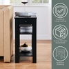 image:imageConvenience Concepts Designs2Go Baja Chairside End Table 2375  Transitional Narrow 3Tier Side Accent with Storage Drawer amp Shelves for Modern Living or Family Room Bedroom Nightstand BlackBlack