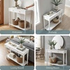 image:imageConvenience Concepts French Country Manor Hall Table 315  2 Tier Narrow Farmhouse Transitional Accent with Storage Drawer amp Shelf for Living Room Entryway Hallway or Bedroom White