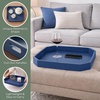 image:imageConvenience Concepts Palm Beach Geometric Serving Tray 1675 Modern Living Room Decorative Wood Platter with Handles for Ottoman Coffee Table Kitchen Counter or Bathroom Organization TerracottaCobalt Blue