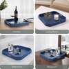 image:imageConvenience Concepts Palm Beach Geometric Serving Tray 1675 Modern Living Room Decorative Wood Platter with Handles for Ottoman Coffee Table Kitchen Counter or Bathroom Organization TerracottaCobalt Blue