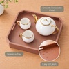 image:imageConvenience Concepts Palm Beach Geometric Serving Tray 1675 Modern Living Room Decorative Wood Platter with Handles for Ottoman Coffee Table Kitchen Counter or Bathroom Organization TerracottaTerracotta