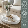 image:imageConvenience Concepts Palm Beach Oval Serving Tray 165 Modern Living Room Decorative Wood Platter with Handles for Ottoman Coffee Table Kitchen Counter or Bathroom Organization Dark Green SageWhite