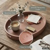 image:imageConvenience Concepts Palm Beach Oval Serving Tray 165 Modern Living Room Decorative Wood Platter with Handles for Ottoman Coffee Table Kitchen Counter or Bathroom Organization Dark Green SageTerracotta