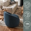 image:imageConvenience Concepts Take a Seat Ben Swivel Accent Armchair 2975  Modern Upholstered 360 Degree Rotating Barrel Chair with Curved Back amp Soft Cushion for Living Room amp Office Dark Blue FabricDark Blue Fabric