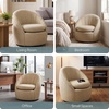 image:imageConvenience Concepts Take a Seat Ben Swivel Accent Armchair 2975  Modern Upholstered 360 Degree Rotating Barrel Chair with Curved Back amp Soft Cushion for Living Room amp Office Dark Blue FabricTan Fabric