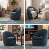 image:imageConvenience Concepts Take a Seat Ben Swivel Accent Armchair 2975  Modern Upholstered 360 Degree Rotating Barrel Chair with Curved Back amp Soft Cushion for Living Room amp Office Dark Blue FabricDark Blue Fabric