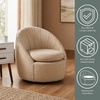 image:imageConvenience Concepts Take a Seat Ben Swivel Accent Armchair 2975  Modern Upholstered 360 Degree Rotating Barrel Chair with Curved Back amp Soft Cushion for Living Room amp Office Dark Blue FabricTan Fabric