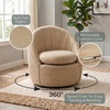 image:imageConvenience Concepts Take a Seat Ben Swivel Accent Armchair 2975  Modern Upholstered 360 Degree Rotating Barrel Chair with Curved Back amp Soft Cushion for Living Room amp Office Dark Blue FabricTan Fabric