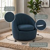 image:imageConvenience Concepts Take a Seat Ben Swivel Accent Armchair 2975  Modern Upholstered 360 Degree Rotating Barrel Chair with Curved Back amp Soft Cushion for Living Room amp Office Dark Blue FabricDark Blue Fabric