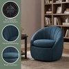 image:imageConvenience Concepts Take a Seat Ben Swivel Accent Armchair 2975  Modern Upholstered 360 Degree Rotating Barrel Chair with Curved Back amp Soft Cushion for Living Room amp Office Dark Blue FabricDark Blue Fabric