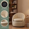 image:imageConvenience Concepts Take a Seat Ben Swivel Accent Armchair 2975  Modern Upholstered 360 Degree Rotating Barrel Chair with Curved Back amp Soft Cushion for Living Room amp Office Dark Blue FabricTan Fabric