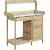 image:imageConvenience Concepts Deluxe 1 Drawer Potting Bench with Storage Cabinet and Shelves Light OakNatural Fir