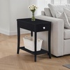 image:imageConvenience Concepts Designs2Go Ensenada Chairside End Table 2375  Transitional Narrow Side Accent with Storage Drawer amp Shelf for Modern Living or Family Room Bedroom Nightstand BlackBlack