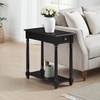 image:imageConvenience Concepts French Country Regent Chairside End Table 2375  3 Tier Narrow Farmhouse Side Accent with Storage Drawer amp Shelf for Transitional Living Room Bedroom Nightstand Black