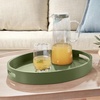 image:imageConvenience Concepts Palm Beach Oval Serving Tray 165 Modern Living Room Decorative Wood Platter with Handles for Ottoman Coffee Table Kitchen Counter or Bathroom Organization Dark Green SageDark Sage Green