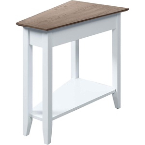 image:imageConvenience Concepts American Heritage Wedge End Table 24  Classic Narrow Chairside Accent with Storage Shelf for Transitional Living Room Ideal for Corners or in Between Chairs Honey OatDriftwood TopWhite Frame