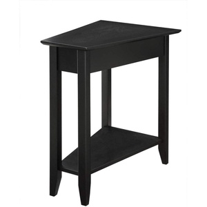 image:imageConvenience Concepts American Heritage Wedge End Table 24  Classic Narrow Chairside Accent with Storage Shelf for Transitional Living Room Ideal for Corners or in Between Chairs Honey OatBlack