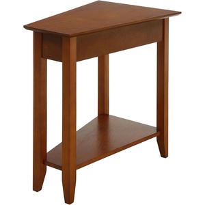 image:imageConvenience Concepts American Heritage Wedge End Table 24  Classic Narrow Chairside Accent with Storage Shelf for Transitional Living Room Ideal for Corners or in Between Chairs Honey OatCherry