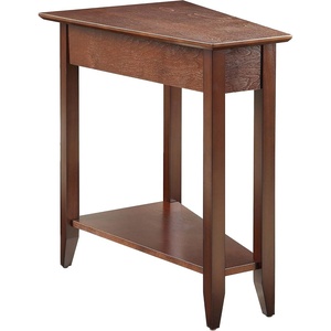 image:imageConvenience Concepts American Heritage Wedge End Table 24  Classic Narrow Chairside Accent with Storage Shelf for Transitional Living Room Ideal for Corners or in Between Chairs Honey OatEspresso