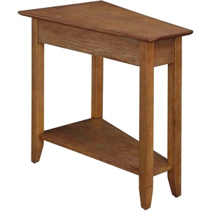 image:imageConvenience Concepts American Heritage Wedge End Table 24  Classic Narrow Chairside Accent with Storage Shelf for Transitional Living Room Ideal for Corners or in Between Chairs Honey OatDriftwood