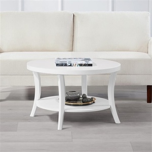 image:imageConvenience Concepts Charleston Round Coffee Table 30  Classic Living Room Table with Storage Shelf for Transitional Living Room Family Room EspressoWhite
