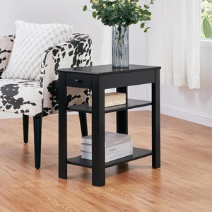 image:imageConvenience Concepts Designs2Go Baja Chairside End Table 2375  Transitional Narrow 3Tier Side Accent with Storage Drawer amp Shelves for Modern Living or Family Room Bedroom Nightstand BlackBlack