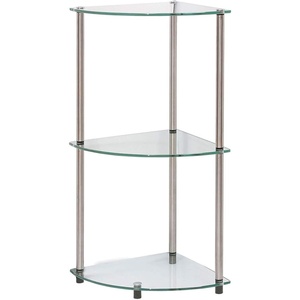 image:imageConvenience Concepts Designs2Go Classic Glass 3Tier Corner Shelf 1375  Modern Media Bookshelf with Storage Shelves for Living Room Display Storage Shelves for Family Room Bathroom Office GlassChrome
