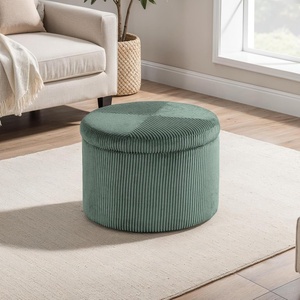 image:imageConvenience Concepts Designs4Comfort Round Corduroy Shoe Ottoman 22  Upholstered Footstool Small Table amp Seat with Storage Compartment for Living Room Bedroom Dark Sage Green CorduroyDark Sage Green Corduroy