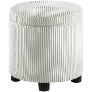 image:imageConvenience Concepts Designs4Comfort Round Corduroy Storage Ottoman 1575  Upholstered Footstool Seat amp Small Table for Living Room Office Bedroom amp Entryway Dark Green Sage CorduroyIvory Corduroy