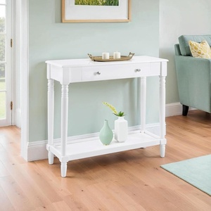 image:imageConvenience Concepts French Country Manor Hall Table 315  2 Tier Narrow Farmhouse Transitional Accent with Storage Drawer amp Shelf for Living Room Entryway Hallway or Bedroom White