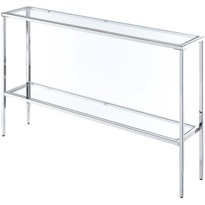 image:imageConvenience Concepts Nadia Chrome Console Table 4725  Contemporary Modern Sofa Table with Storage Shelf Narrow Minimalist Entryway Hall Table for Living Room Bedroom Bathroom GlassChrome