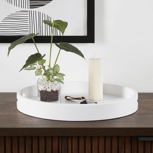 image:imageConvenience Concepts Palm Beach Oval Serving Tray 165 Modern Living Room Decorative Wood Platter with Handles for Ottoman Coffee Table Kitchen Counter or Bathroom Organization Dark Green SageWhite
