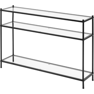 image:imageConvenience Concepts Royal Crest Glass Console Hall Table 42  3 Tier Modern Contemporary Narrow Display Accent with Storage Shelves for Living Room Entryway Hallway amp Bedroom Black
