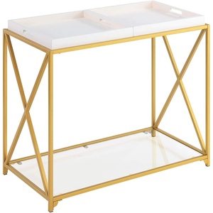 image:imageConvenience Concepts St Andrews Console Table White  GoldWhite  Gold