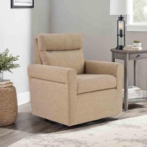 image:imageConvenience Concepts Take a Seat Olivia Swivel Accent Armchair 2825  Modern Upholstered Chair with Plush Headrest amp 360 Rotation for Living Room Bedroom Office or Reading Nook Tan FabricTan Fabric