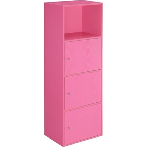 image:imageConvenience Concepts Xtra Storage ThreeDoor Bookcase in Cherry Wood FinishPink
