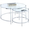 image:imageConvenience Concepts Royal Crest Nesting Round Coffee Table Clear Glass  Chrome Frame