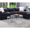 image:imageConvenience Concepts Royal Crest Nesting Round Coffee Table Clear Glass  Chrome Frame