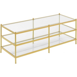 image:imageConvenience Concepts Royal Crest 3 Tier Coffee Table Clear Glass  Gold