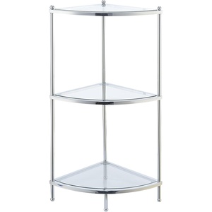 image:imageConvenience Concepts Royal Crest 3 Tier Corner Shelf Chrome  Glass