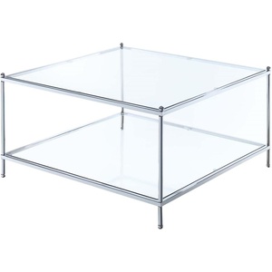 image:imageConvenience Concepts Royal Crest Square Coffee Table Clear Glass  Chrome Frame