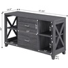 image:imageConvenience Concepts Oxford Deluxe 2 Drawer TV Stand with Shelves for TVs up to 55 Inches BlackWeathered Gray