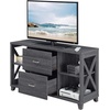 image:imageConvenience Concepts Oxford Deluxe 2 Drawer TV Stand with Shelves for TVs up to 55 Inches BlackWeathered Gray