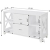 image:imageConvenience Concepts Oxford Deluxe 2 Drawer TV Stand with Shelves for TVs up to 55 Inches BlackWhite