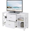 image:imageConvenience Concepts Oxford Deluxe 2 Drawer TV Stand with Shelves for TVs up to 55 Inches BlackWhite