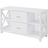image:imageConvenience Concepts Oxford Deluxe 2 Drawer TV Stand with Shelves for TVs up to 55 Inches BlackWhite
