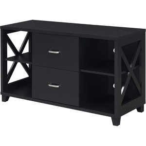 image:imageConvenience Concepts Oxford Deluxe 2 Drawer TV Stand with Shelves for TVs up to 55 Inches BlackBlack