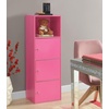 image:imageXtra Storage 3 Door Cabinet in White Faux Marble Wood FinishPink