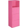 image:imageXtra Storage 3 Door Cabinet in White Faux Marble Wood FinishPink